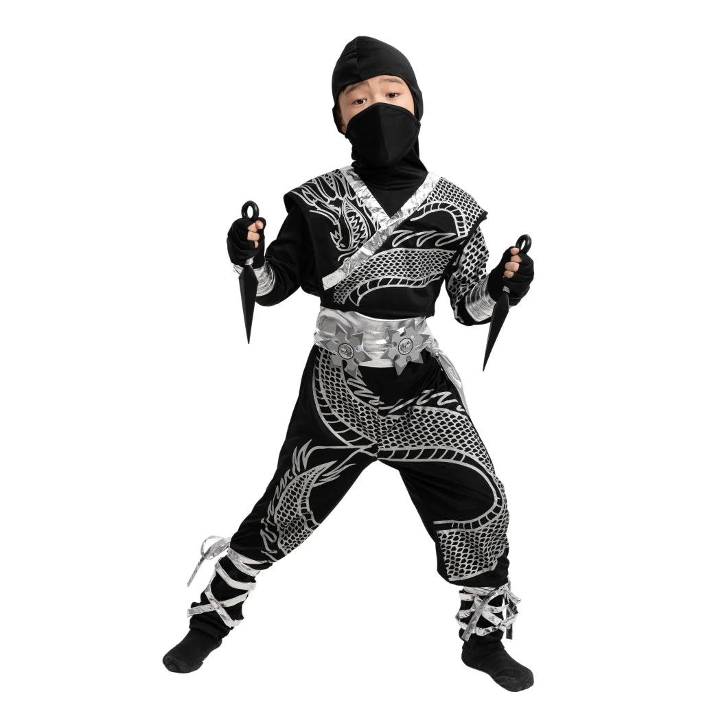 Kids Silver Dragon Ninja Halloween Costume