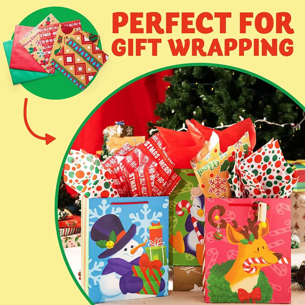 150pcs Christmas Printed Kraft Tissue Paper