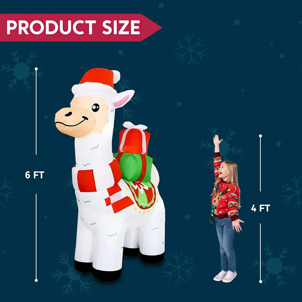 6ft Inflatable LED Christmas Llama with Gifts