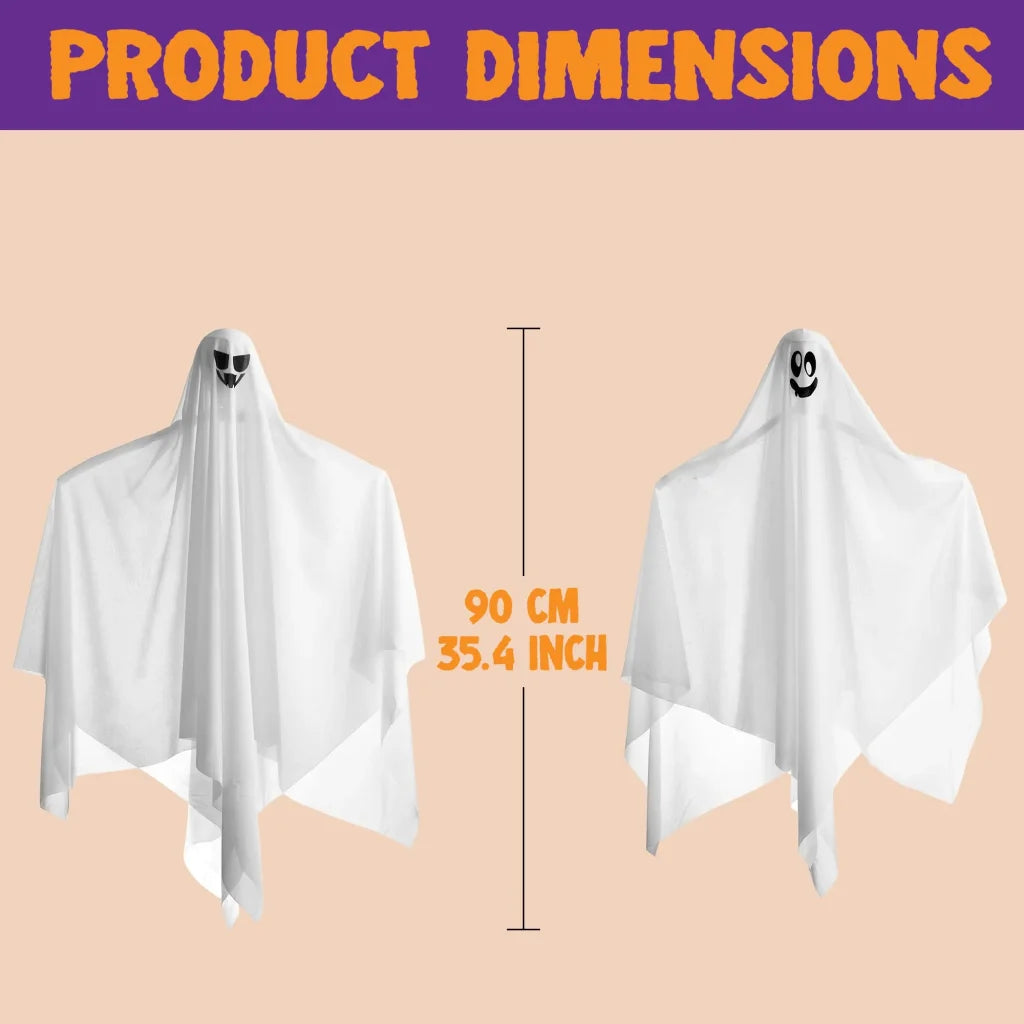 2 Pcs Lightup Hanging White Ghost 35.4in