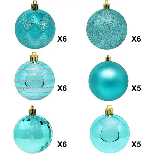 34pcs Teal Christmas Ball Ornaments