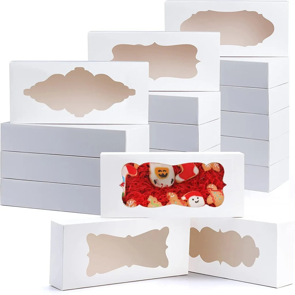 24pcs Christmas White Cookie Boxes with Window