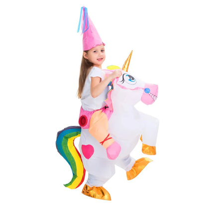 Kids Blow Up Unicorn Riding Costume