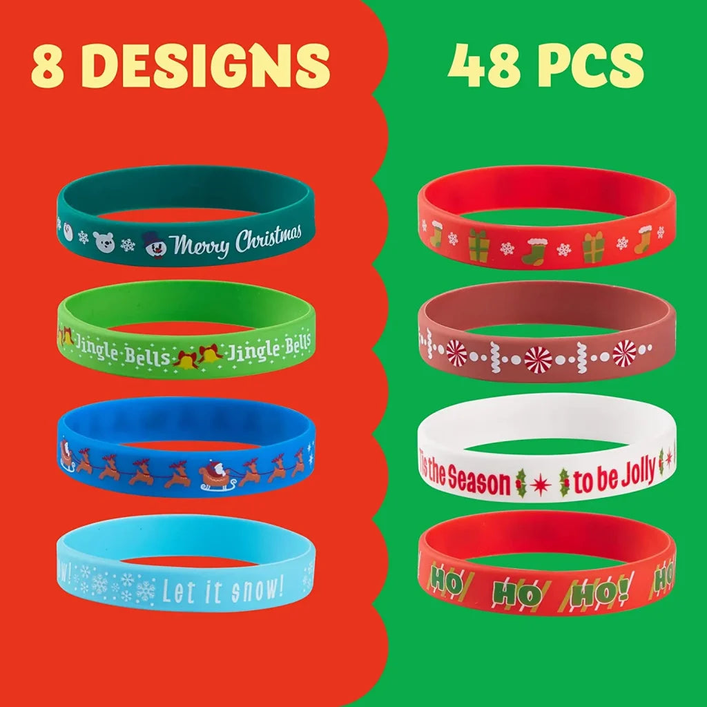 48pcs Christmas Rubber Wristbands