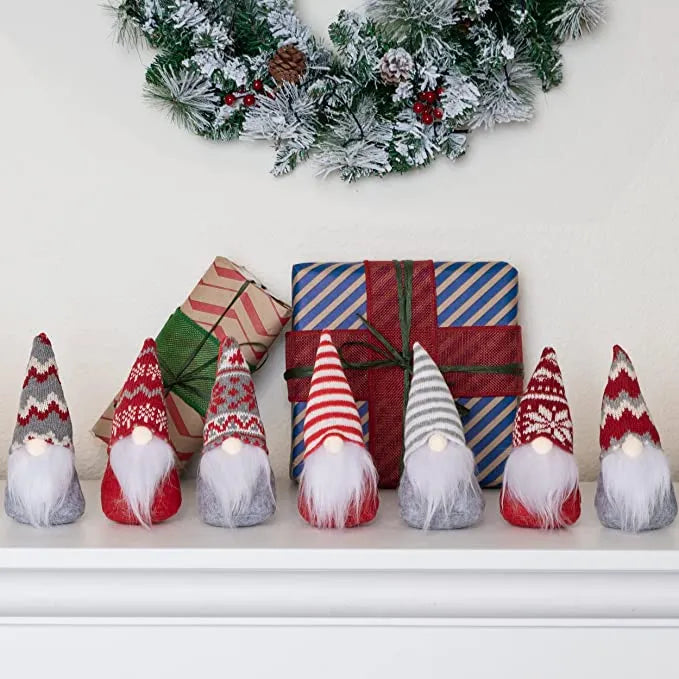 9pcs Gnome Christmas Ornaments Set 6in