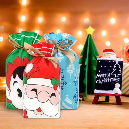 60pcs Plastic Drawstring Christmas Gift Bags