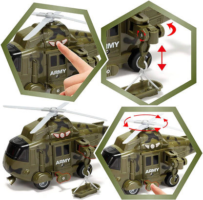 3 in 1 Friction Powered Siren Military Vehicle Toy Set