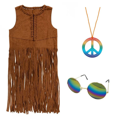 4pcs Womens Hippie Set Halloween Costume