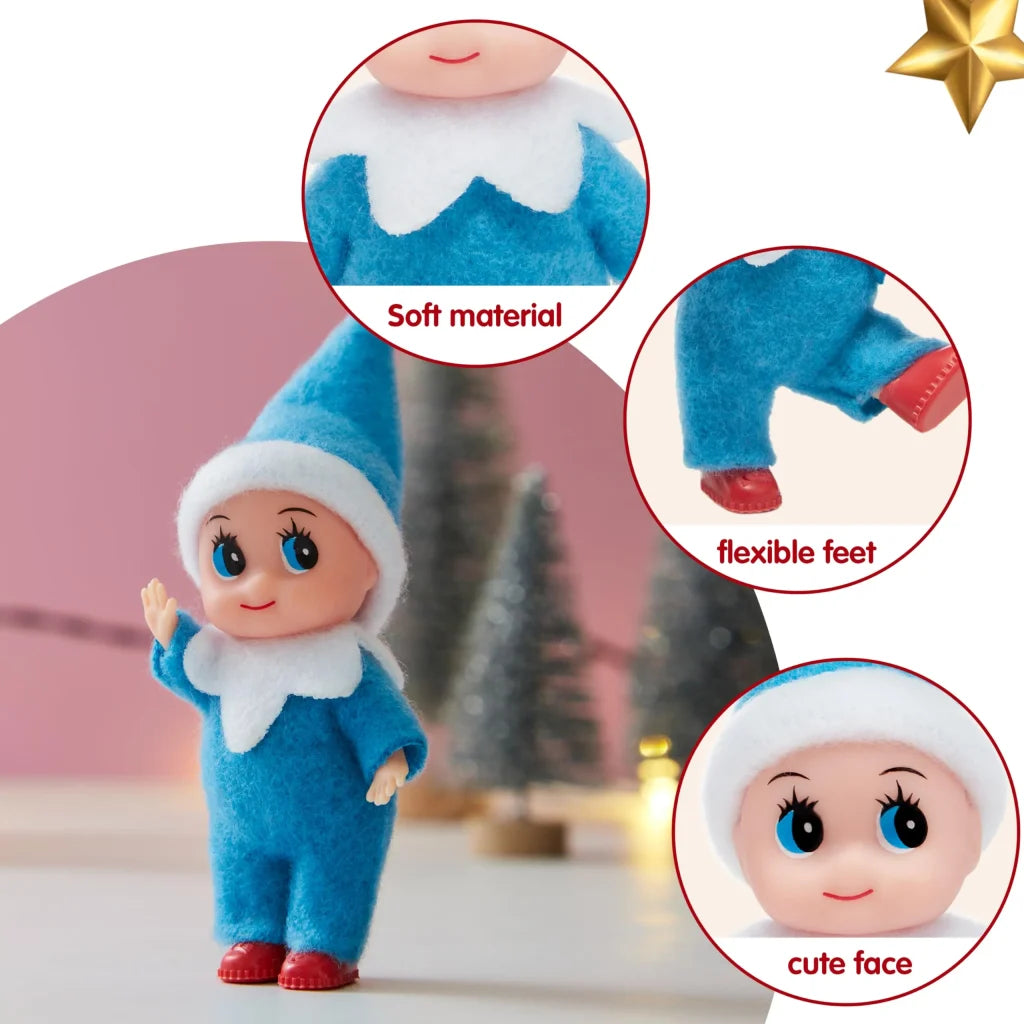 Christmas Soft Plush Blue Elf Doll for Christmas Decor