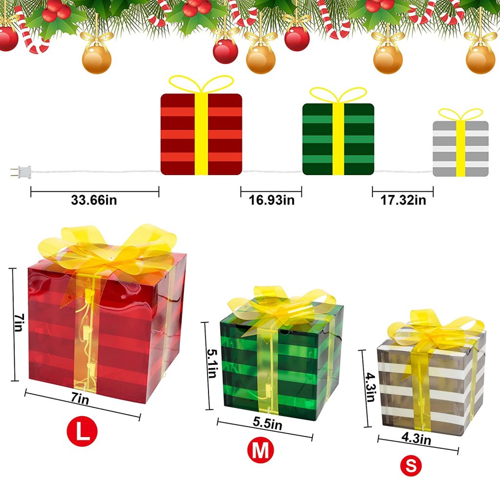 3pcs Decorative PVC Christmas Light Box