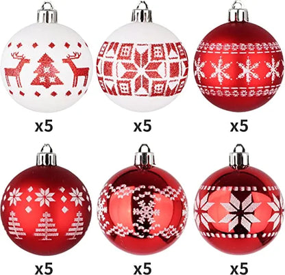 30pcs Red and White Christmas Ball Ornaments