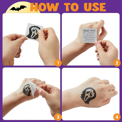 JOYIN 144 PCS Halloween Glowing Temporary Tattoos for Kids, 12 Designs Luminous Halloween Tattoo stickers