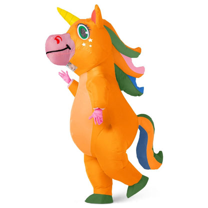 Inflatable Full Body Orange Unicorn Halloween Costume