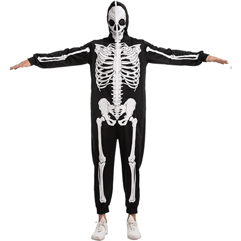 Adult Zip up Skeleton Pajamas Halloween Costume