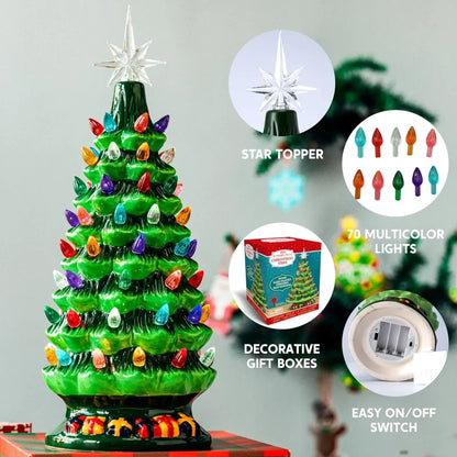 Pre lit Ceramic Tabletop Christmas Tree 15in