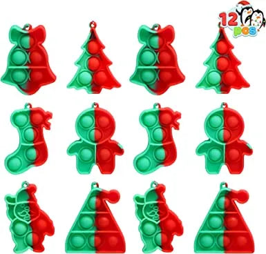 12pcs Bubble Fidget Silicone Keychain