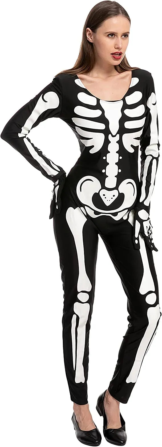 Womens Glow in the Dark Skeleton Halloween Costume