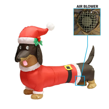 5ft Long Dachshund Blow Up Christmas Decoration