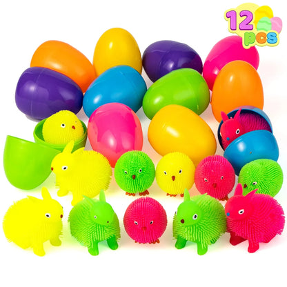 12Pcs Animal Rubber Toys Prefilled Easter Eggs 3in