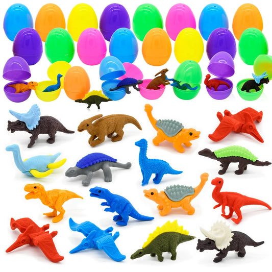 24Pcs Dinosaur Erasers Prefilled Easter Eggs