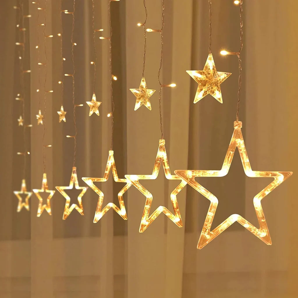 138 LED Warm White Led 12 Stars Fairy String Lights