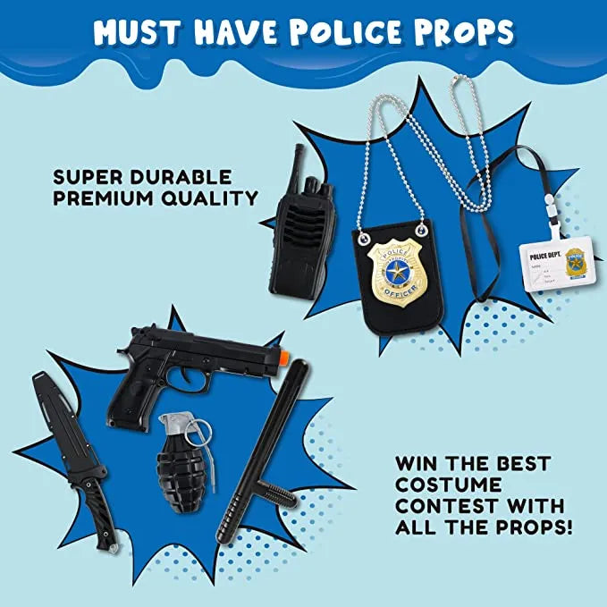 14pcs Hat and Uniform Outfit Police Play Set Toy