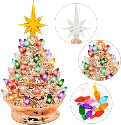 9.25in Prelit Gold Ceramic Tabletop Christmas Tree