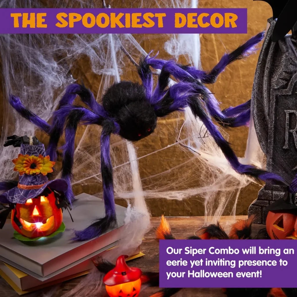 5pcs Halloween Giant Hairy Spiders