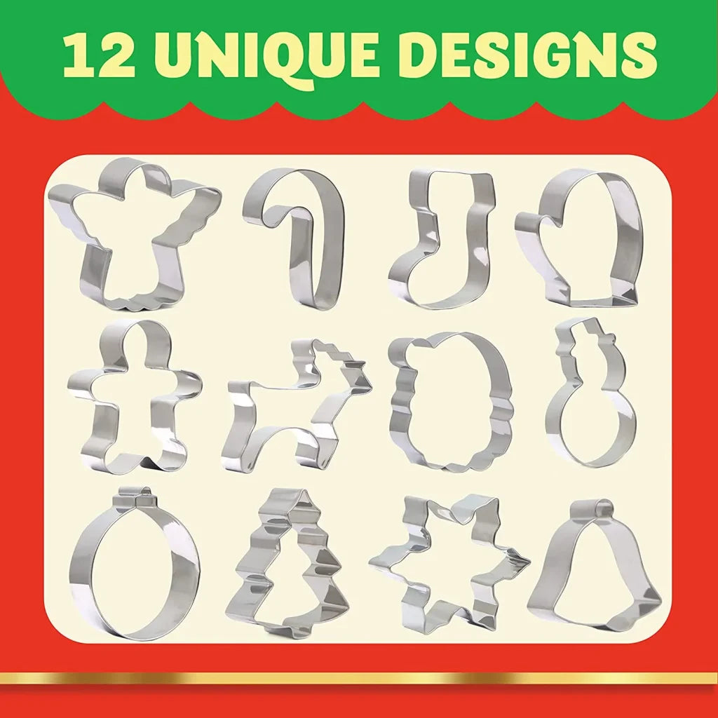 12pcs Stainless Steel Christmas Cookie Cutter Set