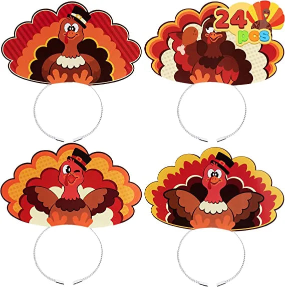 24Pcs Thanksgiving Turkey Headband