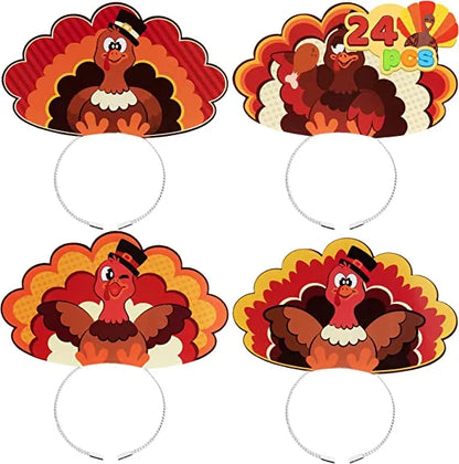 24Pcs Thanksgiving Turkey Headband