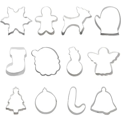 12pcs Stainless Steel Christmas Cookie Cutter Set