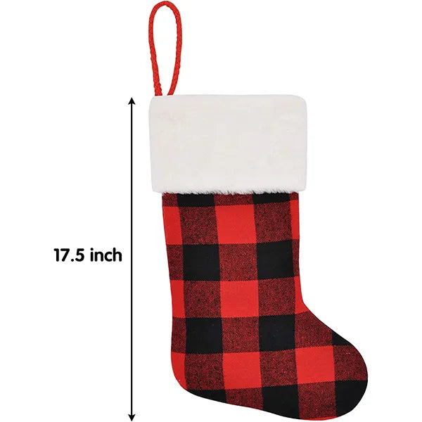 4pcs Red and Black buffalo Plaid Christmas Stockings 18in