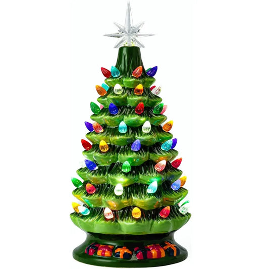 Pre lit Ceramic Tabletop Christmas Tree 15in