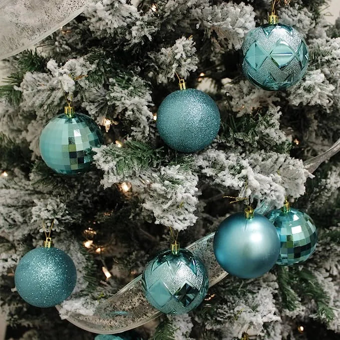 34pcs Teal Christmas Ball Ornaments