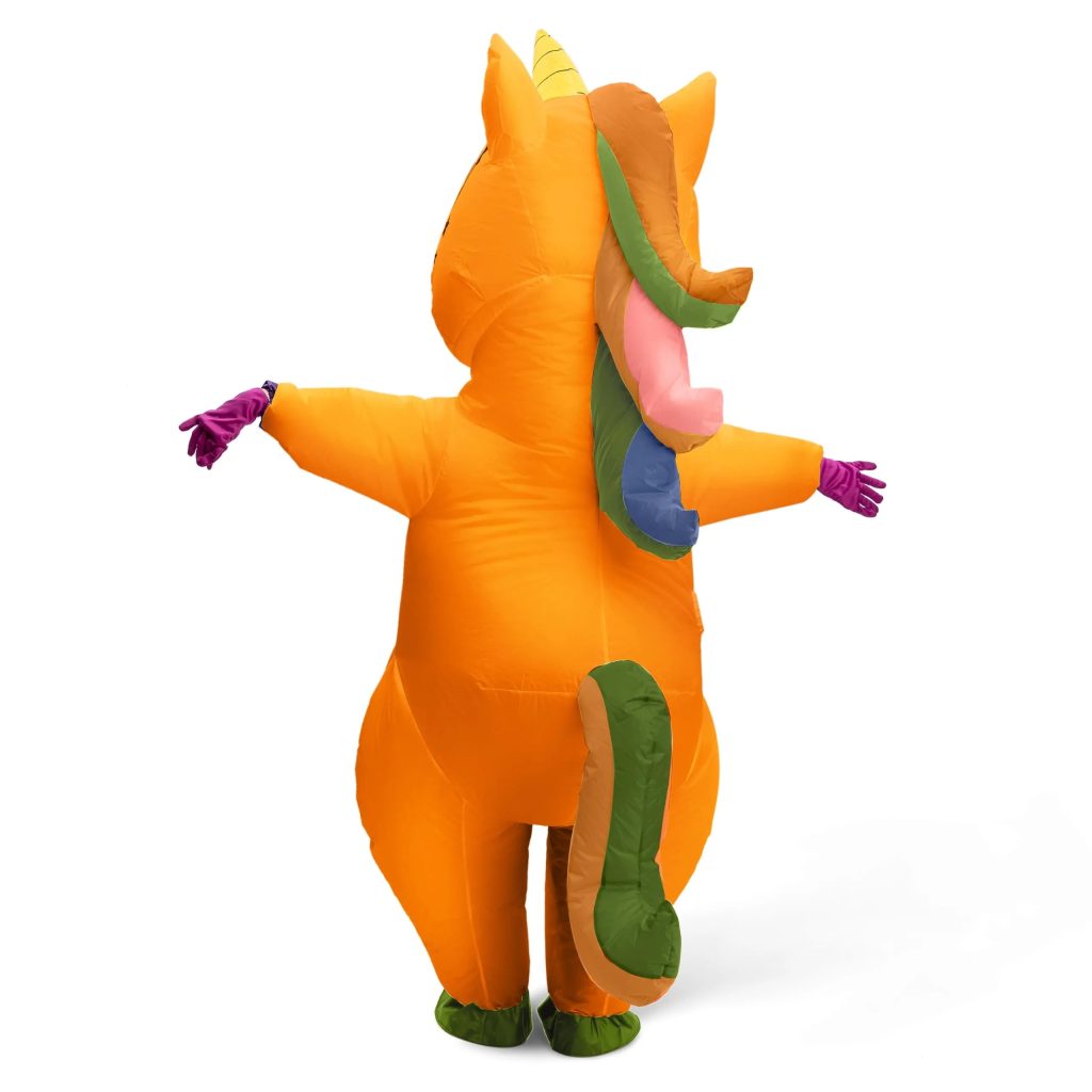 Inflatable Full Body Orange Unicorn Halloween Costume