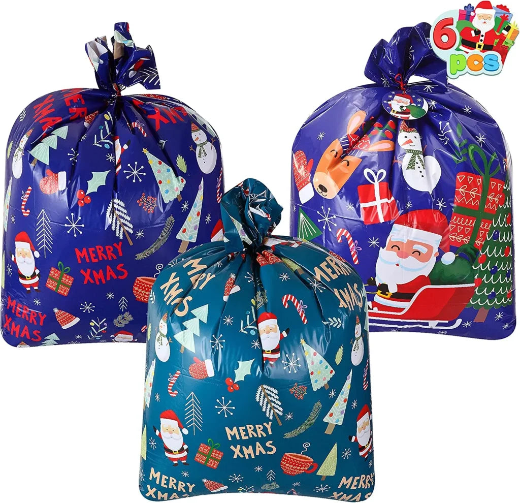 6pcs Christmas Giant Plastic Gift Bags