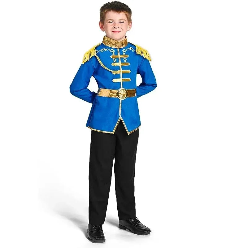 Spooktacular Creations Prince Costume for Boys, Blue Prince Charming Outfit with Belt Epaulet Strap