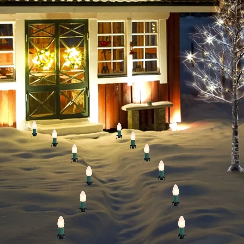 12pcs C9 Warm White Christmas Pathway Marker 15.75ft