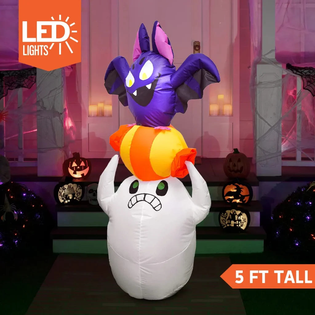 5ft LED Ghost Seize Candy with Bat Decoration