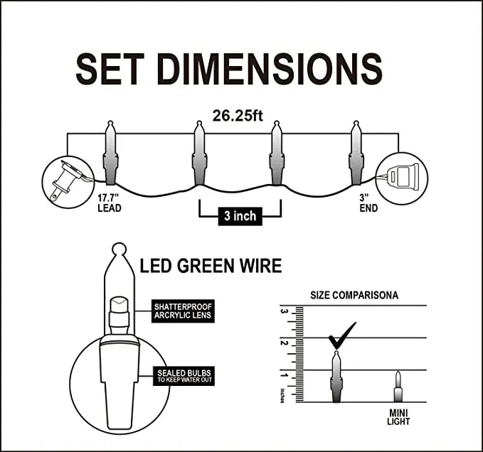 4×100 LED Clear Led Christmas String Lights