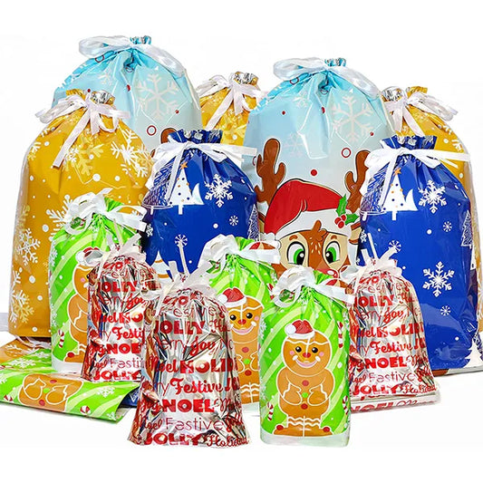 36pcs Assorted Size Drawstring Christmas Gift Bags