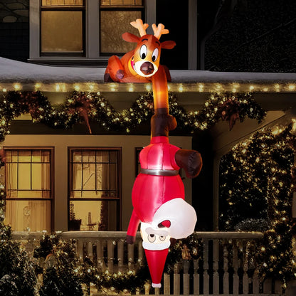 7.8ft Inflatable Reindeer and Santa Falling Christmas Hanging Decoration