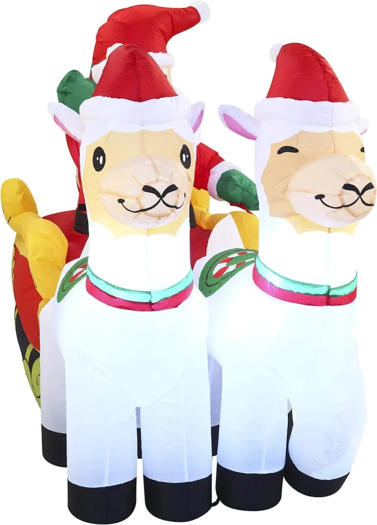 6ft LED Santa on Llama Sleigh Inflatable