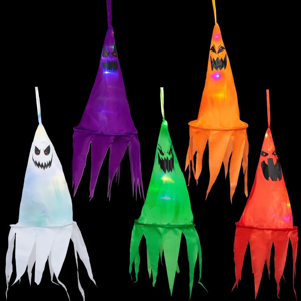 10pcs Light Up Halloween Hanging Ghost Decoration 24in