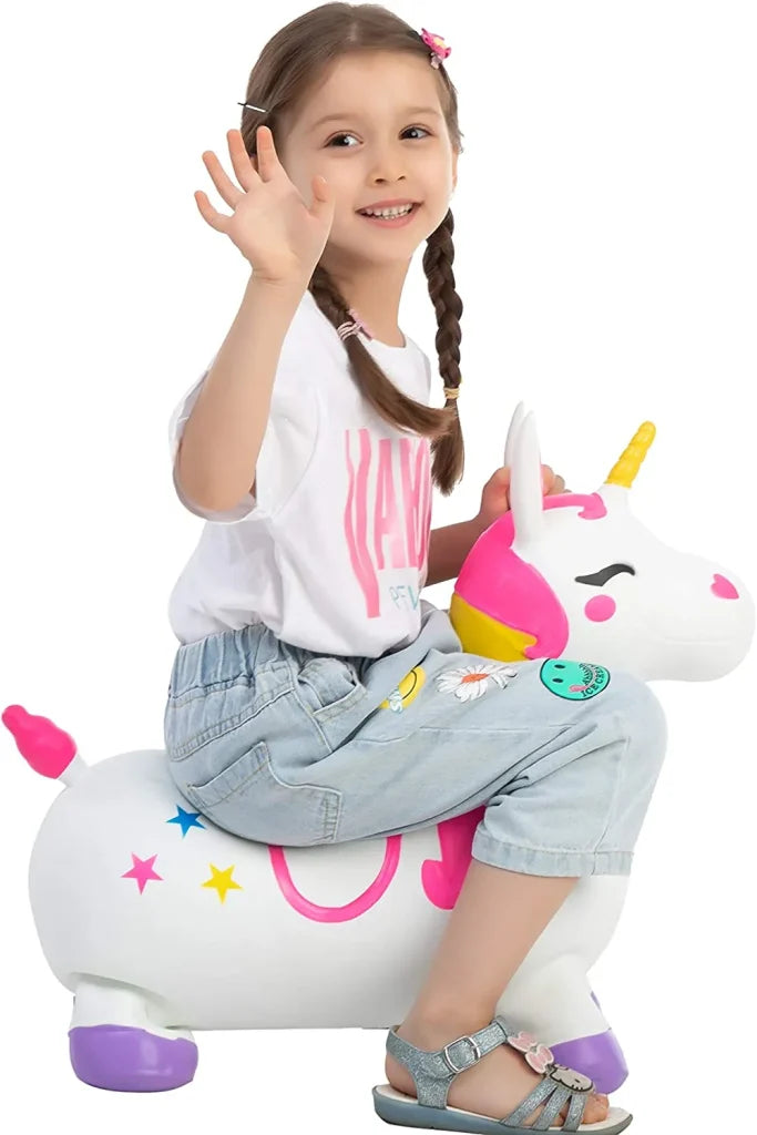 White Unicorn Bouncy Horse Hopper