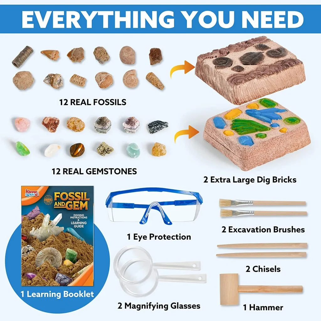 30pcs Fossil and Gemstone Mining Kit