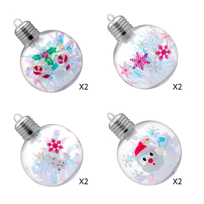 8pcs Plastic Light Up Christmas Ball Ornaments 3.15in