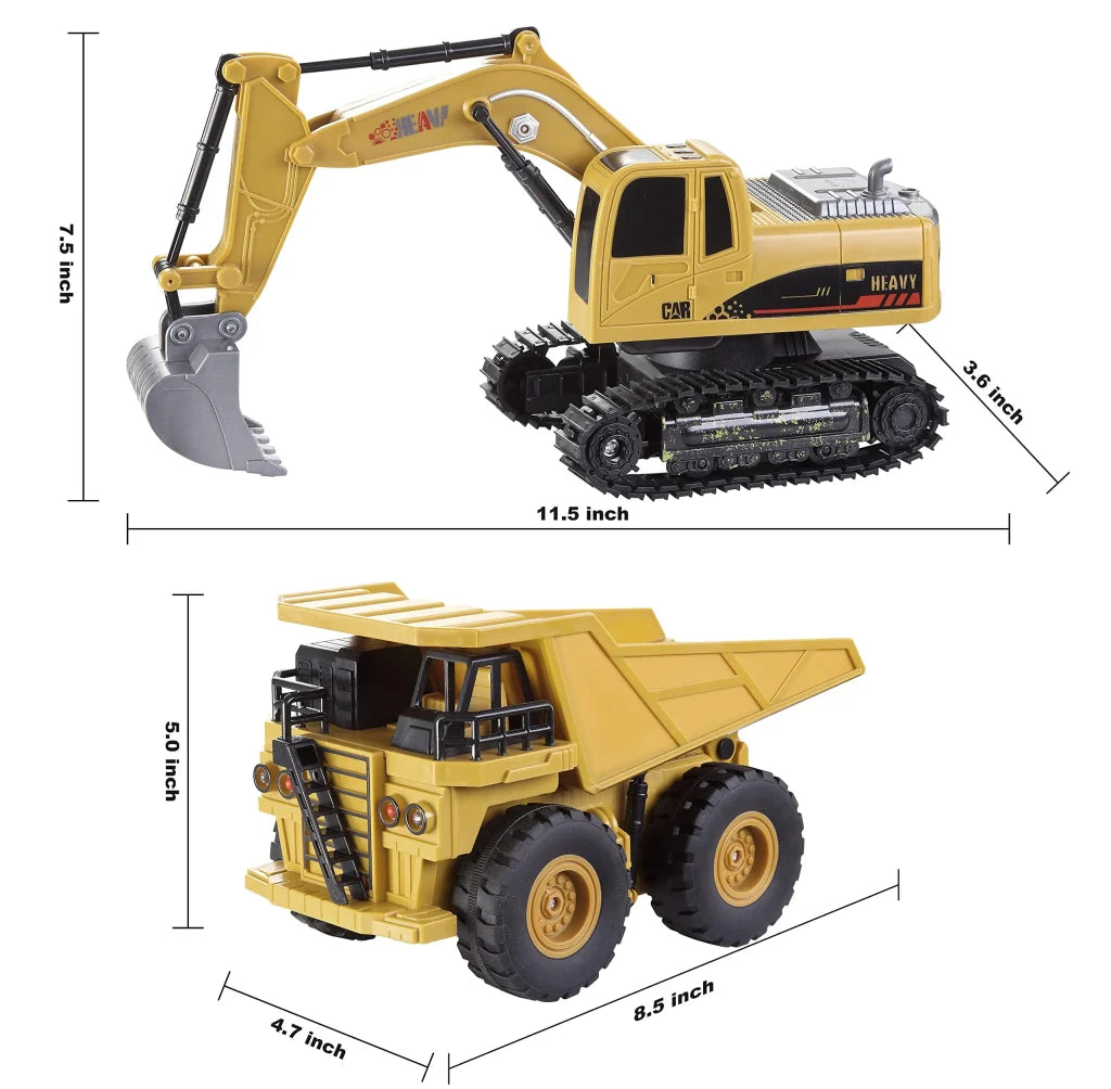 2pcs Remote Control Construction Vehicle Toy Set