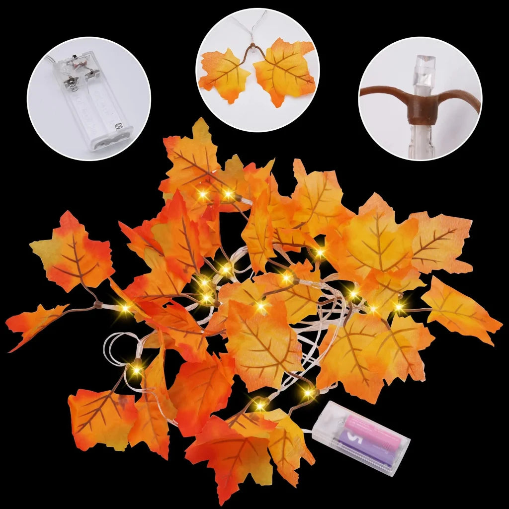 3Pack 8.2ft LED Maple Leaves Thanksgiving String Lights